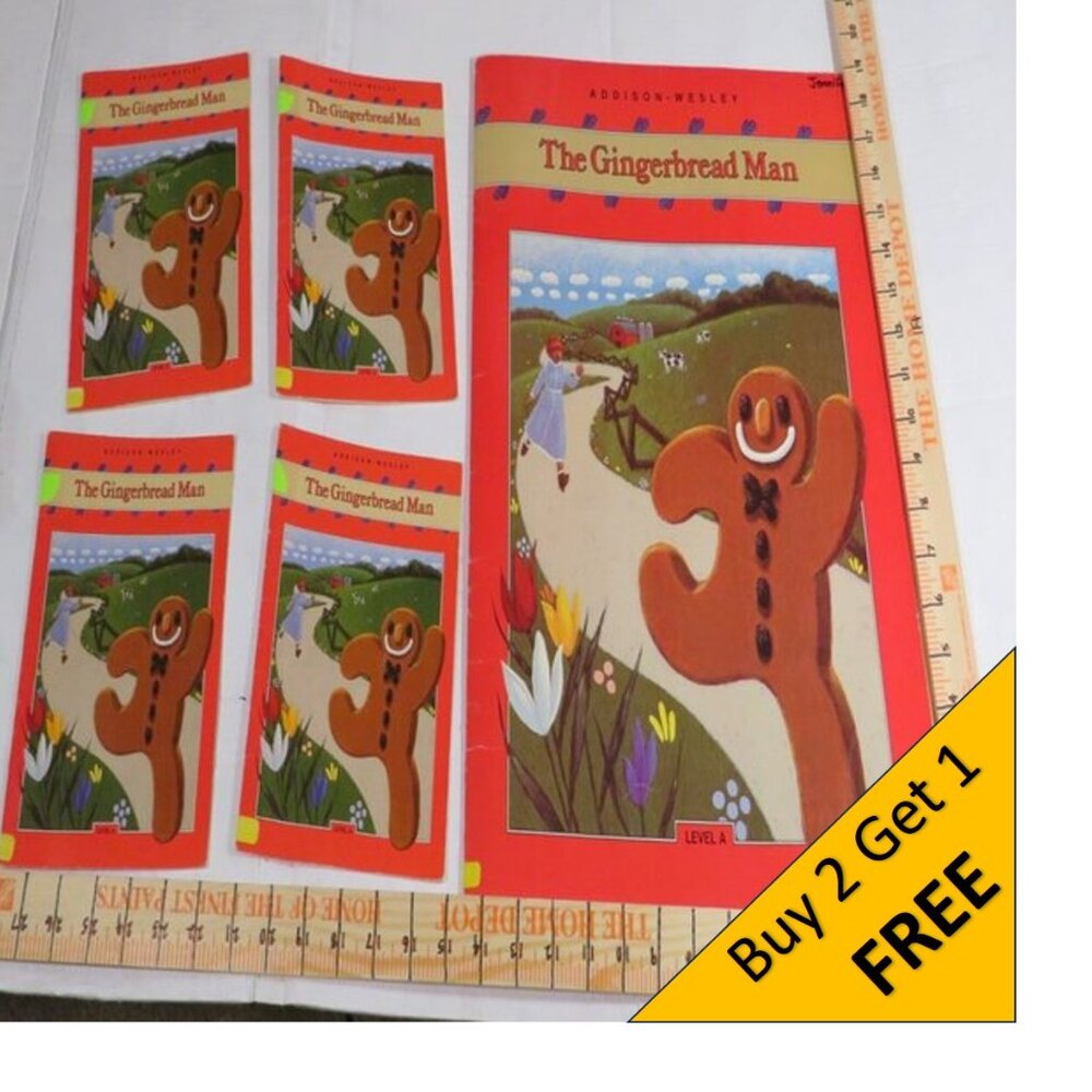The Gingerbread Man (almost 2 feet tall) with (4) student story book LAMINATED